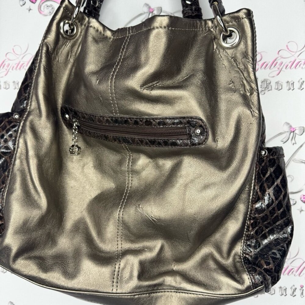 Kathy Van Zeeland bag purse vintage 2000s snake Elegant Black Gold Women's Bag - Picture 9 of 14
